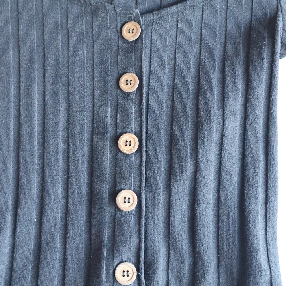 Free People Central Park Ribbed Cardigan Black Size Small Minimalist
